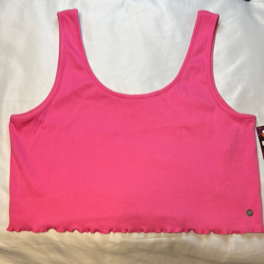 Roxy Pink Ribbed Crop Top